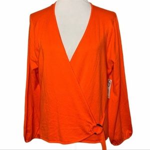 NEW FTF Orange Knitted Sweater Wrap with Buckle Top Size: 2X